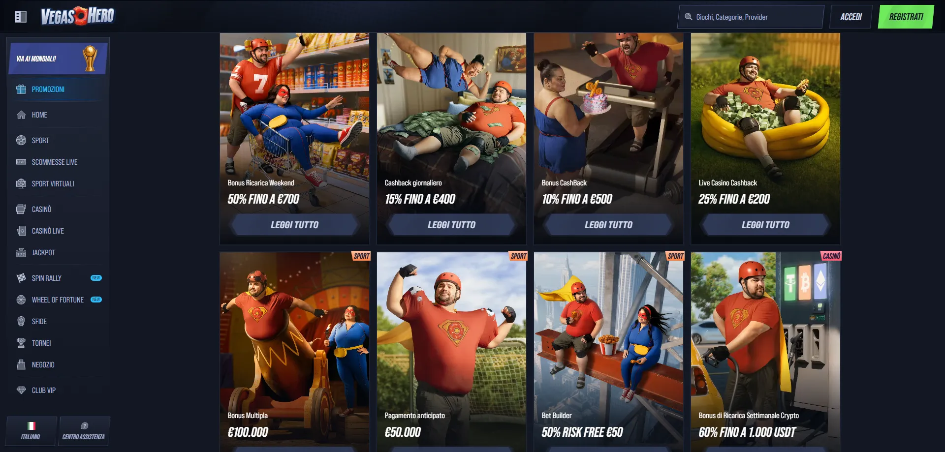 VegasHero Casino bonus di benvenuto fino a 200&euro; e 200 giri gratis